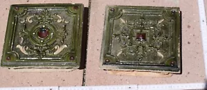 2x ofen kachel gründerzeit / jugendstil verziert alt antik top vintage deko unr. - Bild 1 von 13