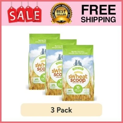 (3 pack) sWheat Scoop Multi-Cat Natural Clumping Wheat Cat Litter, 15lb