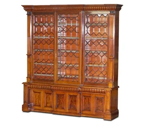 MONUMENTAL 2.9 METER TALL ANTIQUE VICTORIAN MAHOGANY ASTRAL GLAZED BOOKCASE - Picture 1 of 24