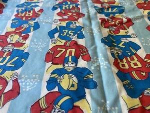 69x45 Vtg Football Player Soft Flannel Pajama Fabric Flame Retardant NFL Novelty - Picture 1 of 4