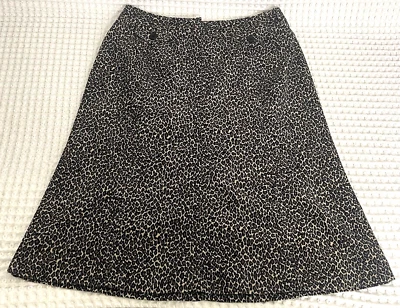 Talbots Mujer 6 Falda Marrón Cremallera Rodilla Mezcla Algodón Pana Estampado Animal Línea A Foto 1 de 4