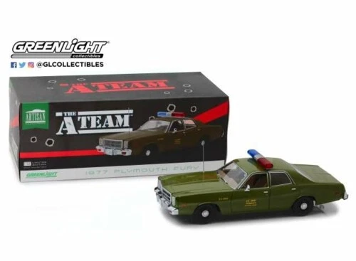 GREENLIGHT 1/18  THE A-TEAM 1977 PLYMOUTH FURY U.S. ARMY POLICE (RE-RUN) 19053 - Image 1 of 1