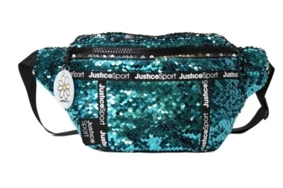 Justice Girls Turquoise Blue Flip Sequin Fanny Pack Waist Sling Purse NWT CUTE - Image 1 of 4