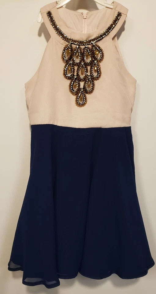 NWOT PIPPA & JULIE GIRLS PINK BLUE RHINESTONE PARTY DRESS SIZE 12 - Image 1 of 4