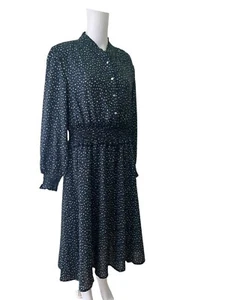 MARBLE Shirt Dress Size 3 Medium 14 Navy Green High Neck Womens NEW EU42 RRP£111 - Picture 1 of 14