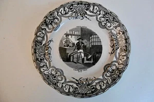 ANCIENNE ASSIETTE EN FAIENCE DE GIEN VIELLES CHANSONS N° 9 "L'ÉLOGE DE L'EAU" - Bild 1 von 4