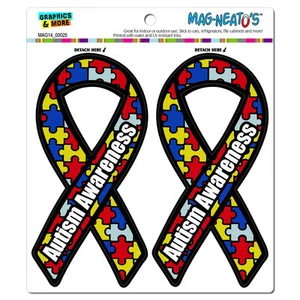 Autism Awareness Support Ribbon - MAG-NEATO'S™ Car Refrigerator Vinyl Magnet Set - Picture 1 of 1