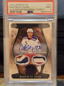 💥2023-24 UD Artifacts #157 Martin st louis /PSA9 Auto Material Purple-06/10💥 - Picture 1 of 2