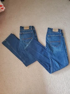 (2) Abercrombie Kids Distressed Size 14 Regular Slim Straight Denim Blue Jeans N - Picture 1 of 15