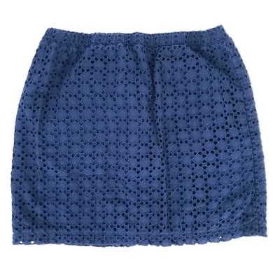 Gap Navy Blue Eyelet Skirt Pull On Stretchy Medium PENCIL SKIRT STRAIGHT  - Image 1 of 4