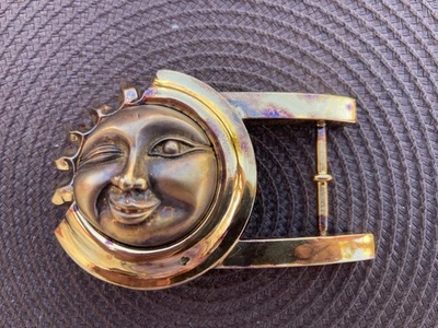 Vintage Barry Kieselstein Cord Sterling Silver Vermeil Sun Face 4" Belt Buckle - Image 1 of 4