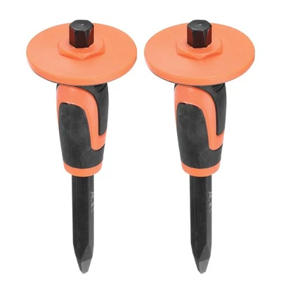 2Pcs Masonry Chisel 9.8" with Hand Guard Pointed Head Rock Concrete Chisel - Image 1 of 4