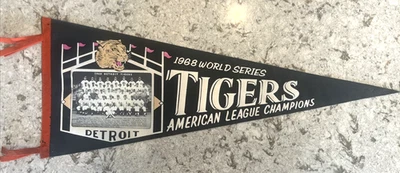 RARE 1968 Detroit Tigers American League Champions Team Photo Pennant 29.5" - Image 1 of 4