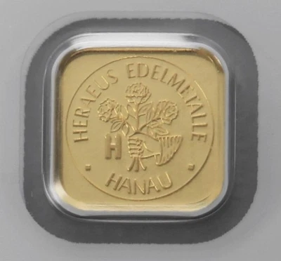 1g Goldbarren Heraeus aus MultiDisc,  quadratische Barren 999,9 Feingold - Bild 1 von 4