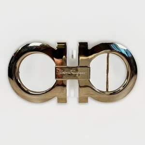 Ferragamo Salvatore Belt Buckle Gold Tone 1.5" Chunky Salvatore Ferragamo Logo - Picture 1 of 12