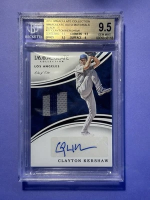 2016 Immaculate Collections Clayton Kershaw Auto Materials Black 1/1 BGS 9.5 HOF - Image 1 of 2