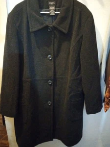 George Woman Size 3XL Wool Blend Black Long Coat - Picture 1 of 8
