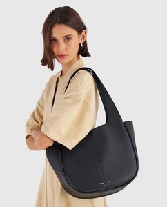 Oroton Emilia Medium Black Genuine Pebble Leather Tote RRP $529 - Picture 1 of 7