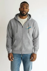 Miami Delphins Hoodie Erwachsene Größe 2xl durchgehender Reißverschluss Fußball Team Bekleidung Nfl Gear - Bild 1 von 11