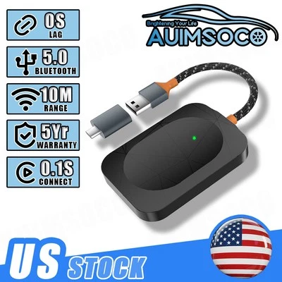 2-in-1 Wireless CarPlay & Android Auto Adapter USB Plug & Play Mini Dongle US - Image 1 of 4