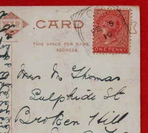 SQUARE postmark SA 1d stamp postcard sent to BROKEN HILL NSW country painting - Picture 1 of 3
