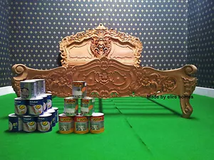EU Double 140x200 Natural solid Mahogany wood designer chich French Rococo bed  - Picture 1 of 12