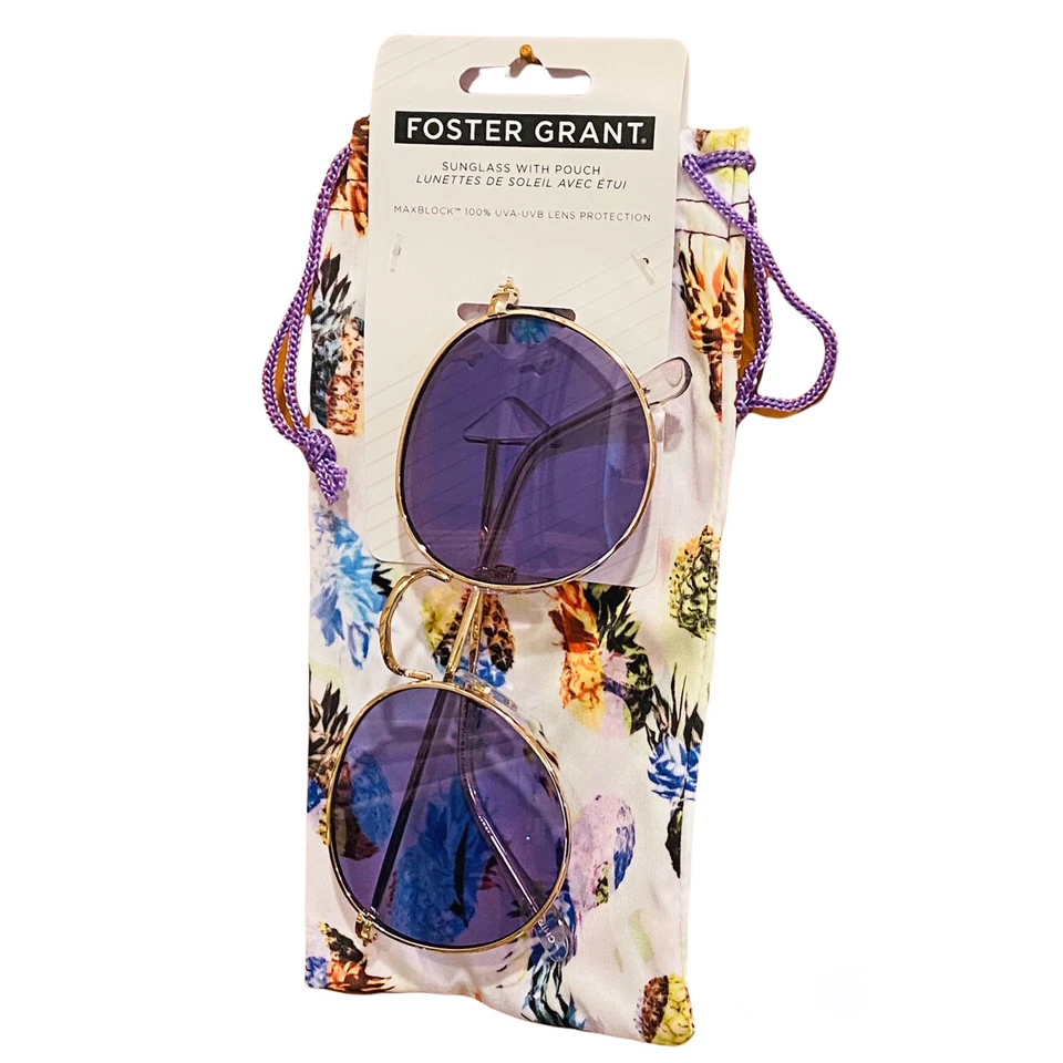 Foster Grant Gold Sunglasses With Pineapple Pouch 44102fgx500 MCV