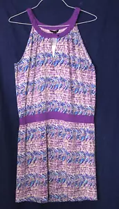 BANANA REPUBLIC DRESS ladies size L purple blue print halter style knit NWT - Picture 1 of 6