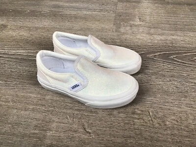 VANS Off The Wall Youth Girls Size 11 Slip On Shoes White Glitter 507452 Sneaker - Image 1 of 4