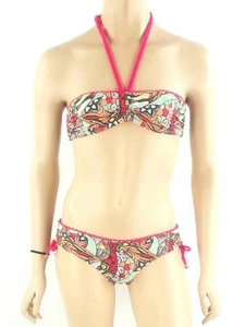 O'neill Bikini Abierto Punto Bandeau Colorido Halter Encaje Perlas Lazo - Imagen 1 de 1