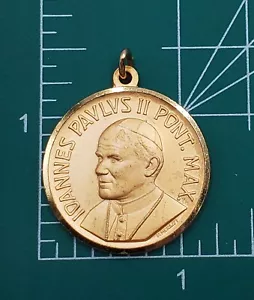 Pope John Paul II Monassi Coin Pendant 1.25" Gold Tone Christ Holy Year 83 Medal - Picture 1 of 16