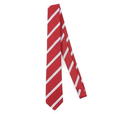 Corbata de seda Luigi Borrelli Napoli estrecha de 2,25" a rayas rojas y plateadas Foto 1 de 4