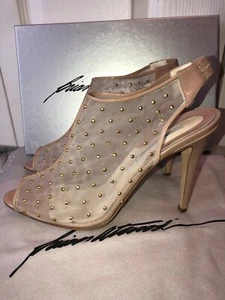 BRIAN ATWOOD Gaga Studded Mesh See Thru Nude Ankle Boots 40 10 Excellent - Picture 1 of 8
