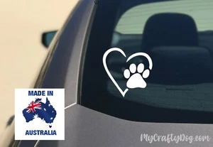 Love Paw Print Dog Cat Pet Sticker Vinyl Decal Heart Car Laptop Colour choice - Picture 1 of 5