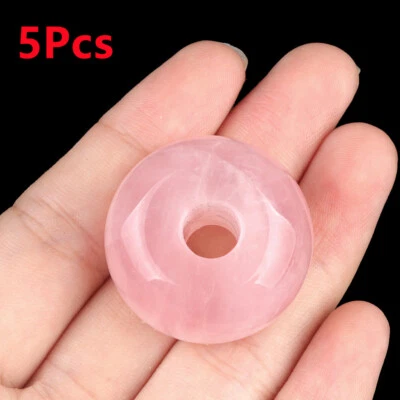 5Pcs 30x17mm Natural Rose Quartz Large Hole Abacus Loose Beads Hole 8mm HT1929 - Image 1 of 4