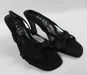 Nicole Miller Pump Black Peek A Boo Toe Ankle Strap Shoes Heels Size 7.5 N - Picture 1 of 8