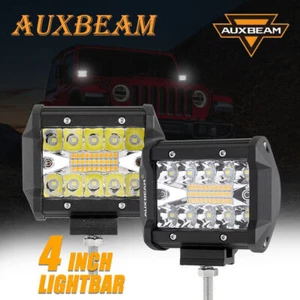 Auxbeam 4'' LED Pods Spot LED Light Bar Driving Fog Light Amber White for Ford - Picture 1 of 12