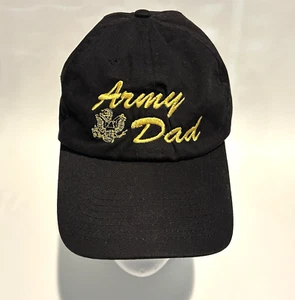 Army Dad Baseball Hat Cap Black Gold Embroidered Military Emblem Adjustable - Picture 1 of 9