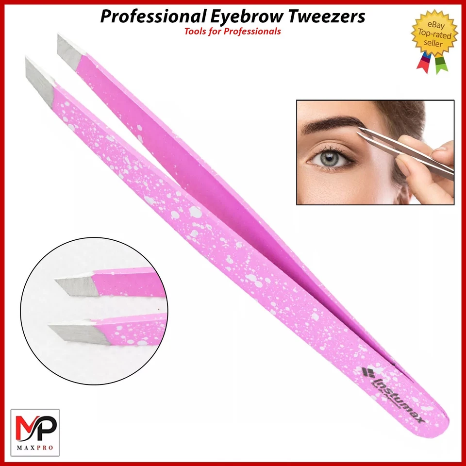 INSTUMAX® Professional Eyebrow Tweezers Slant Tip |Precision Hair for Men & Women Tweezer