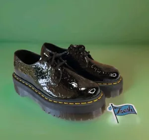 DR Martens Women's Sz 6 Leopard Emboss Patent Leather 1461 27136 PLATFORM Shoes - Picture 1 of 10