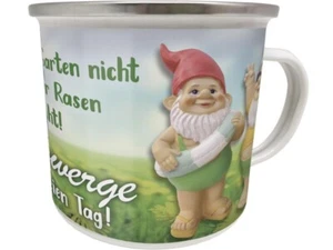 Tazza smaltata 0,5 L - I NANI DA GIARDINO HANNO IL LORO GIORNO LIBERO EB74 TAZZA GIARDINO - Foto 1 di 2
