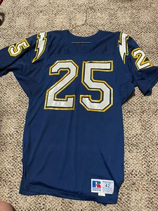 Vintage 90s Russell Athletic San Diego Chargers #25 NFL Jersey Game Cut V. Glenn - Picture 1 of 5