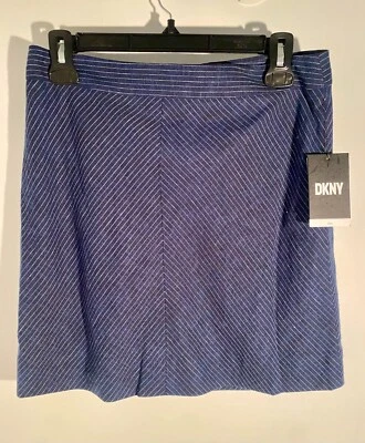 NUEVO CON ETIQUETAS - Minifalda a Rayas DKNY - Falda Línea A Mezcla de Lino / Precio de venta sugerido por el fabricante 79 USD - Talla 4 Foto 1 de 4
