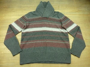 Banana Republic Wool Blend Gray Striped Sweater Mens Size Large - Picture 1 of 8