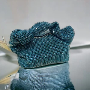 2023 Rhinestone Evening Bag Turquoise Blue Crystal Handbag NWT - Picture 1 of 6