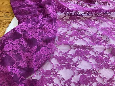 Tela de encaje púrpura vintage 2 yardas x 54" floral boda costura flor grande Foto 1 de 4