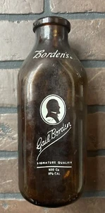 RARE GAIL BORDEN AMBER BROWN QUART MILK BOTTLE. BBd CO-RFG CAL. - Picture 1 of 6