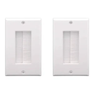 VCE LINK White Brush Outlet Plastic Cord Organizer Wall Plate Pack Of 2 - Picture 1 of 2