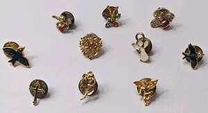 Lot of 10 Silver Gold Tone Guardian Angel Rose Butterfly Cross Brooch Lapel Pins - Picture 1 of 13