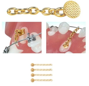 4/PK  24K Gold Traction Button Chain Oval Dental Orthodontic Niti Coil Band - Picture 1 of 2